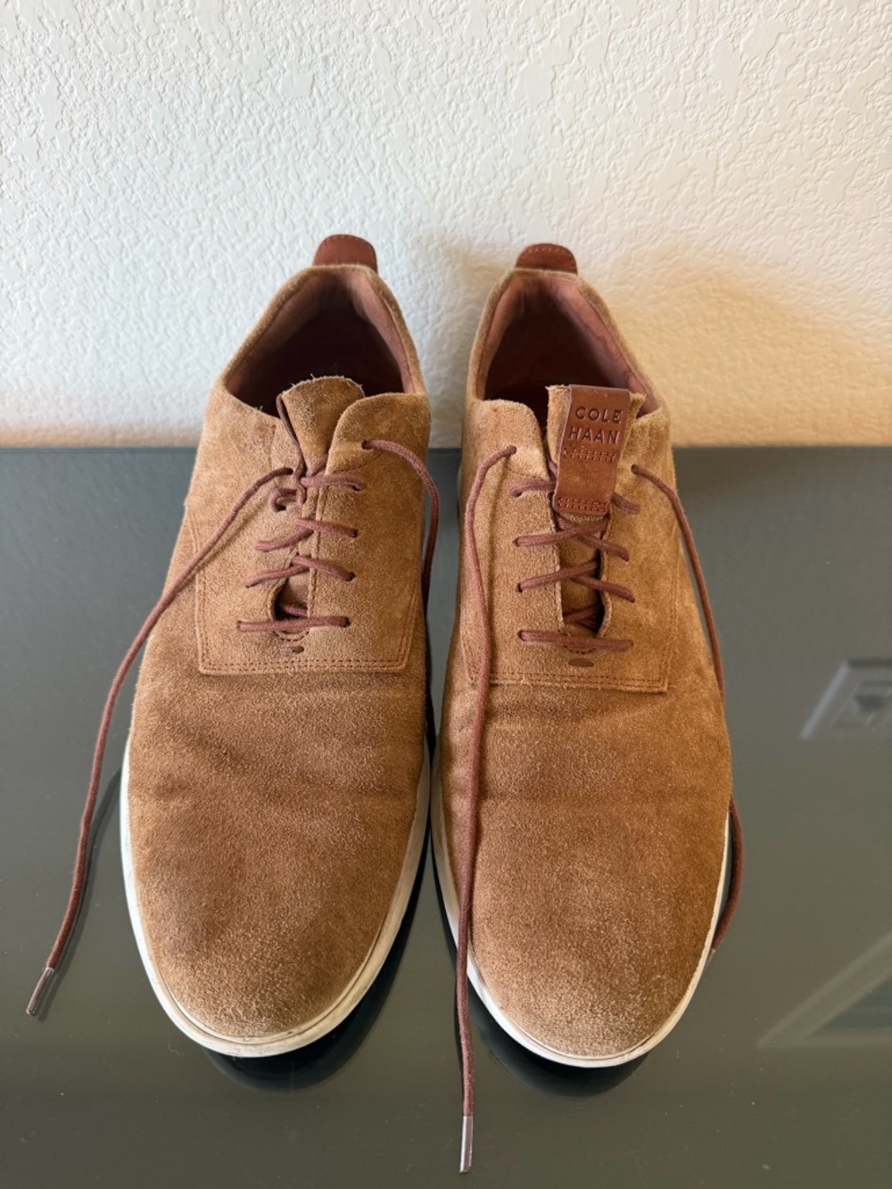 Cole Haan Brown Suede Derby Lace-Up Shoes